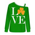 thumbnail image 4 of Hauts de Vacances pour Femmes Mode Chandail Imprimé de la Saint-Patrick pour Femmes Chemise à Épaules Dénudées Graphique à Manches Longues, 4 of 5