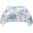 thumbnail image 3 of Blue Summer Outdoor Tablecloth Square 54x54 Inch,Chinoiserie Flowers Table Cloth,Stain Resistance Polyester Floral Seasonal Table Covers for Kitchen Dining,Small Tablecloth for Parties Picnic, 3 of 6