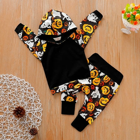 

THE WILD Casual Pretty Newborn Infant Baby Boys Girls Halloween Hoodie Tops+Pants Outfits