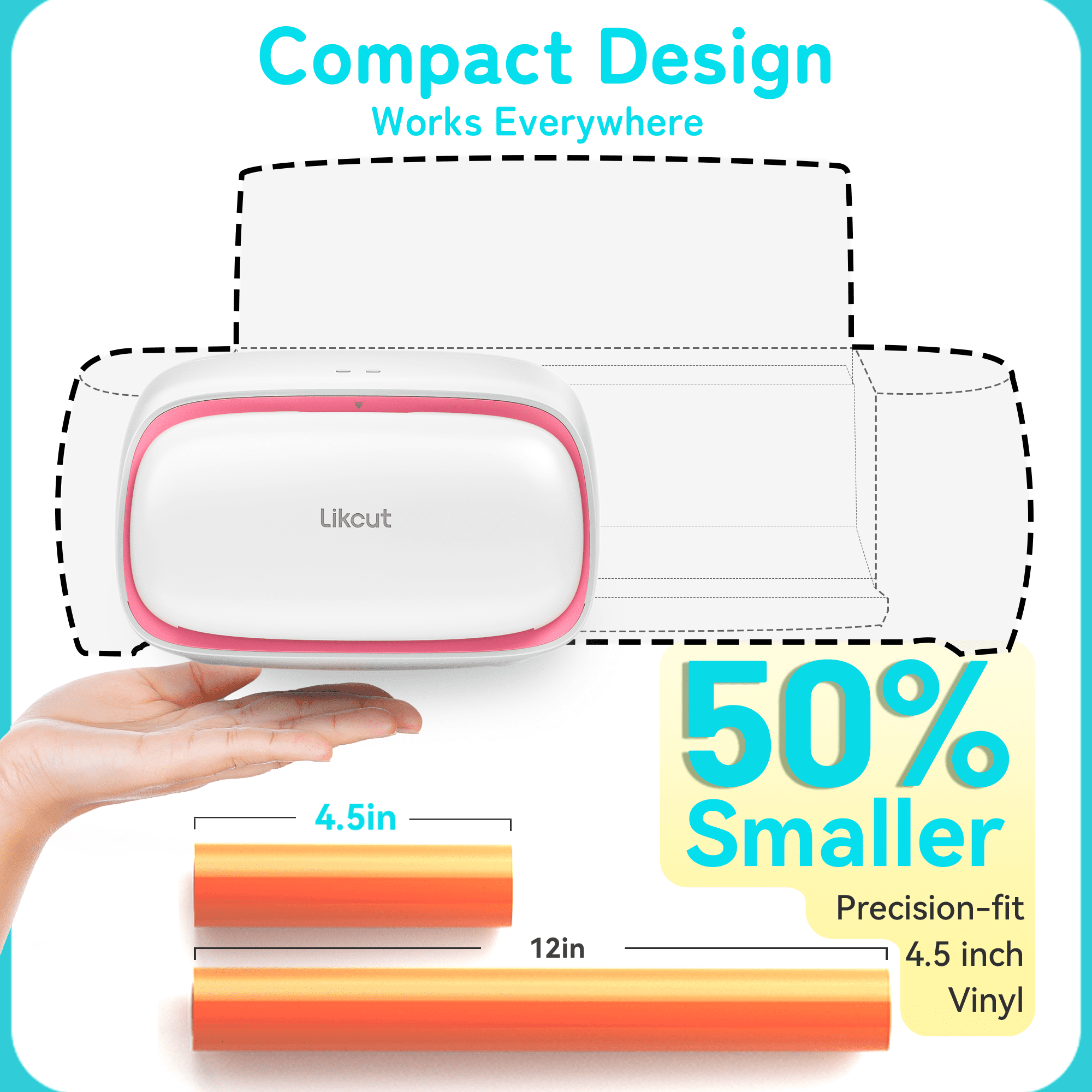 Likcut Vinyl Cutter Machine- Beginner Kit, Upgrade Cutting Mats and Tool Set Bundle for DIY Joy, Portable Smart Cutting Tool for Crafter, Beginner Craft Cutting Machine with Starting Materials, Pink
