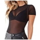 thumbnail image 1 of Blusa de manga corta transparente con malla para mujer - Top sexy - Tejido de red - Tallas S/M/L/XL, 1 of 3