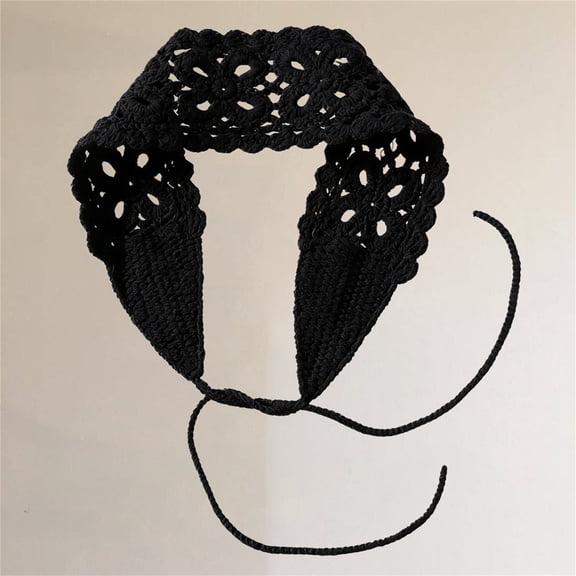 Certgust Head Scarf for Women's Hair Head Scarf for Women Crochet Knit Head Wrap Kerchief Head Wraps for Women Black