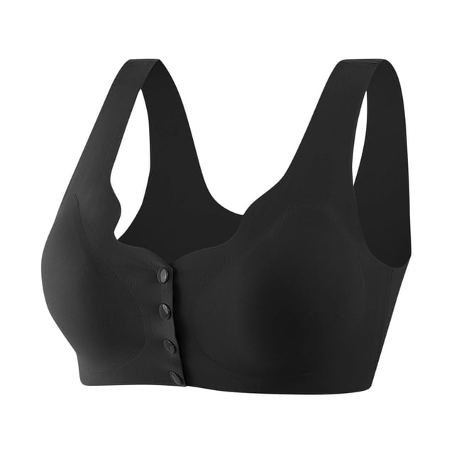 AherBiu Bras for Women No Underwire Full Coverage Button Front Closure Bras Seamless Push up Everyday Lingeries