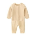 thumbnail image 4 of Lmnyox Infant and Toddler Baby's Thermal Underwear Set 2 Piece Warmth Outfits Soft Cotton Shirt and Pants Winter Clothes Set, 4 of 5