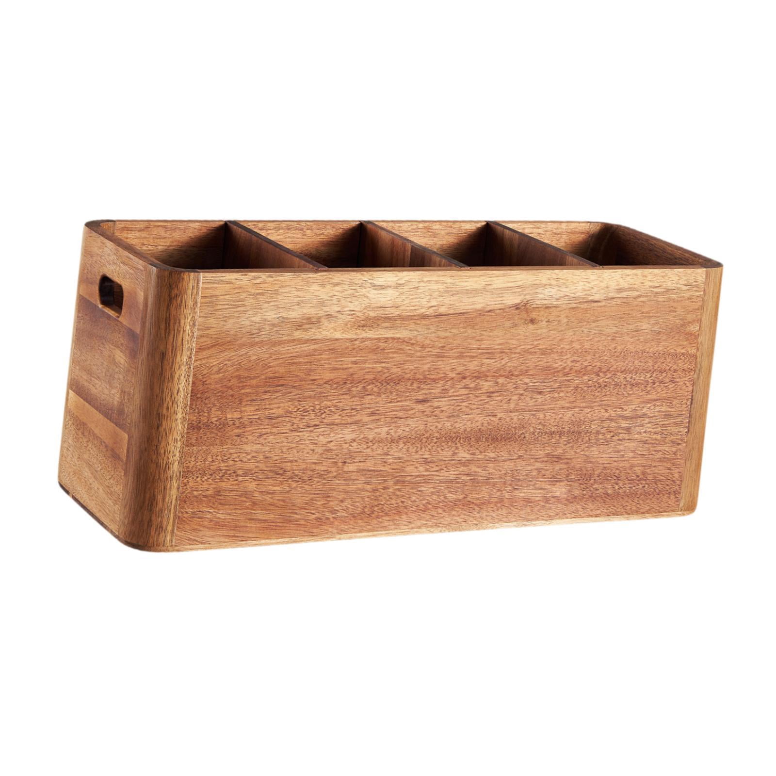Fiocias Acacia Wood Utensil Holder Cutlery Drainer Easy to Clean Chopsticks Holder Spoon