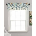 thumbnail image 3 of Eucalyptus Blue Linen Curtain Valance for Bedroom/Bathroom/Kitchen/Living/Dining Room Window,Retro Floral Pastoral Country French Leaf Pocket Topper Drapes Decorative Cafe Drapery Panel 42"x12", 3 of 6
