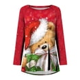 thumbnail image 4 of Camisas Navideñas Para Mujer Camisetas de Manga Larga Casual Navidad Impresión Cuello Redondo Túnica Jersey Odeerbi  ODB201065, 4 of 5