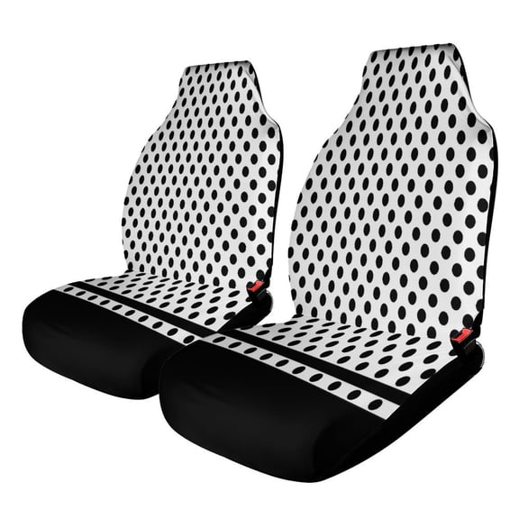 Black White Polka Dots Car Seat Covers Car Accessories 2PCS Set Soft Front Seat Protector Cover