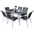 thumbnail image 1 of Costway Patio Furniture 7 Piece Steel Table Chairs Dining Set Glass Table Top, 1 of 8