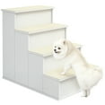 thumbnail image 1 of PawHut Pet Stairs, Dog Steps with Non-Slip Carpet, for High Bed, White, 1 of 10