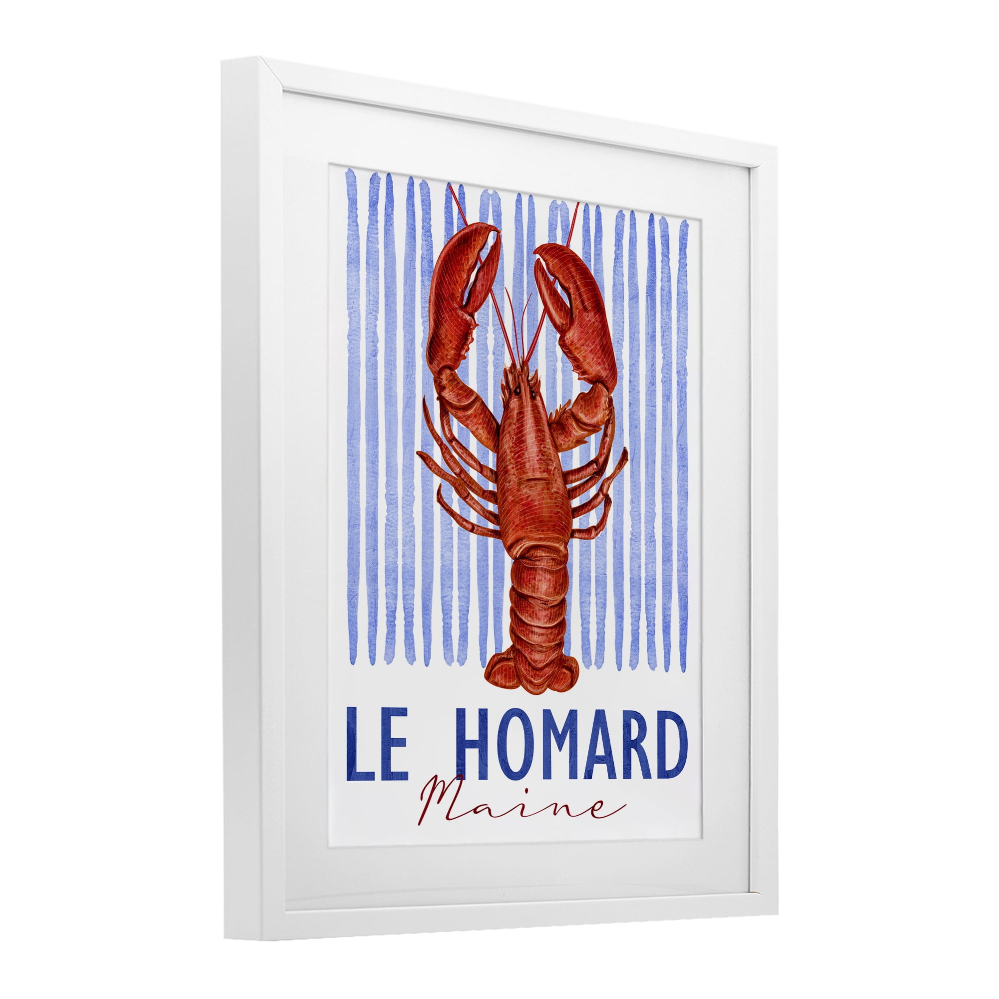 Stupell Industries Le Homard Nautical Stripes White Framed Print Under Glass, design by Kim Allen