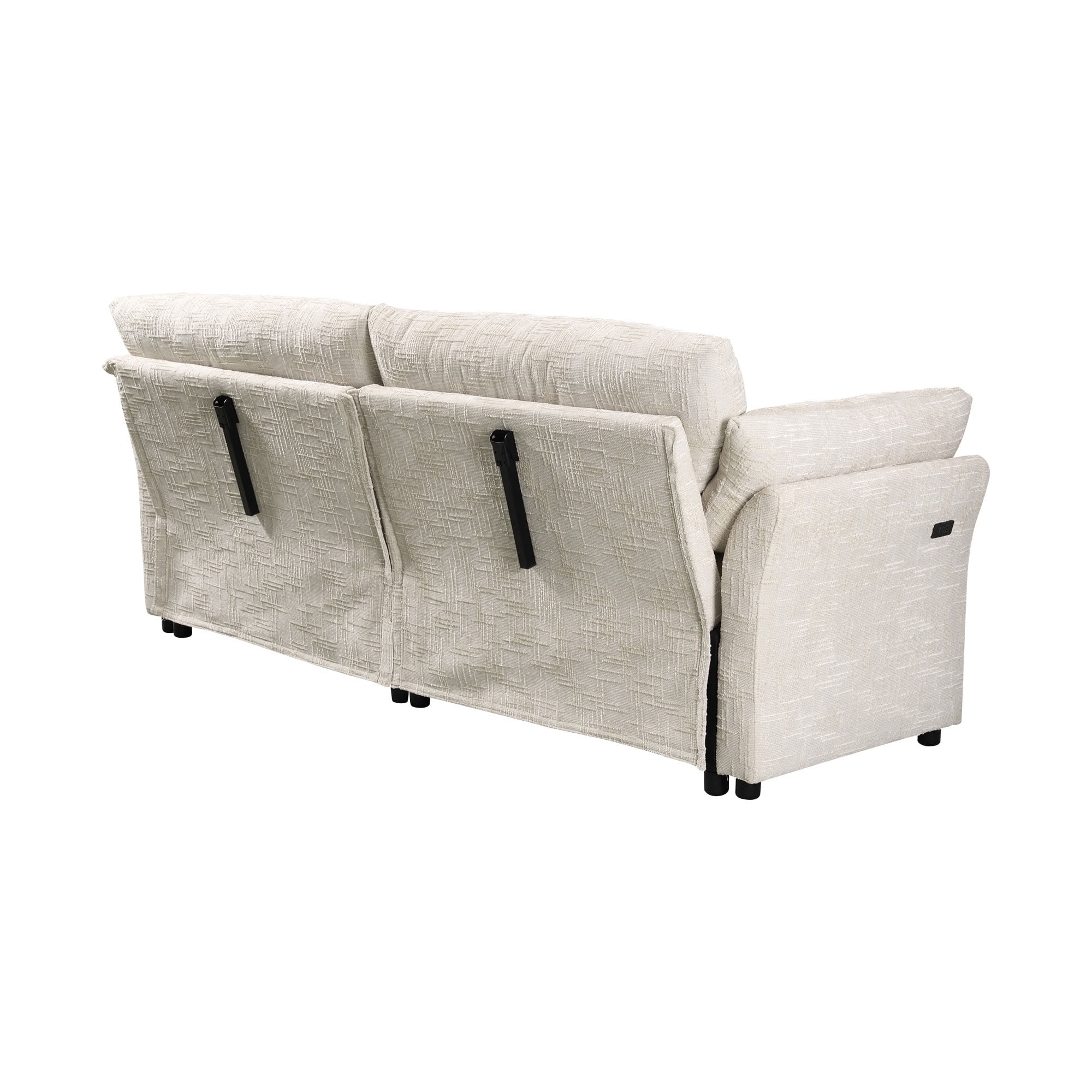 MAYEERTY Convertible Sleeper Sofa with Double Pull-Out Beds, 3-in-1 Tufted Linen Sofa Bed with 180° Flat Backrest, for Living Room, Apartment, Small Space