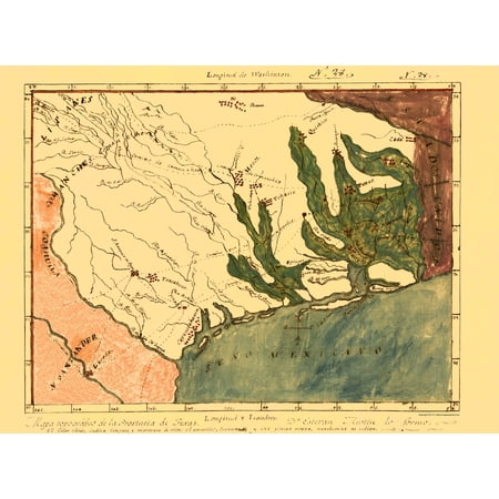 Historic State Map - Texas Mexican Province - 1820 - Vintage Wall Art