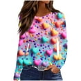 thumbnail image 1 of Ailaofu Women Valentines Day Shirts Love Heart Printed Cute Tops Fashion Casual Crewneck Long Sleeve Tshirts Graphic Tees, 1 of 5
