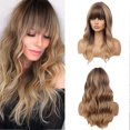 thumbnail image 2 of Personalized Air-Bangs Linen Gold Wavy Wig Stylish Simple Style Wig Props for Women Girls, 2 of 5
