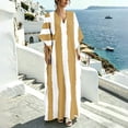 thumbnail image 7 of HAPIMO V Neck Abstract Stripe Batwing Sleeve Kaftan Maxi Dress Women Boho Dress for Vacation Yellow XL, 7 of 7