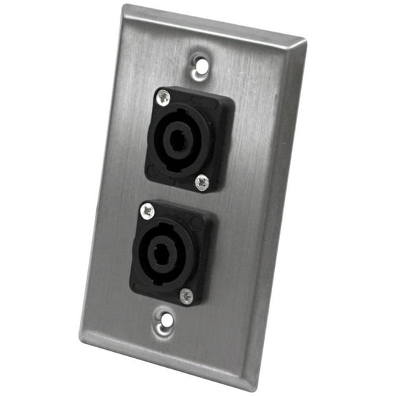 Seismic Audio - Stainless Steel Wall Plate - Dual 4 Pole Speakon Connectors Silver - SA-PLATE10