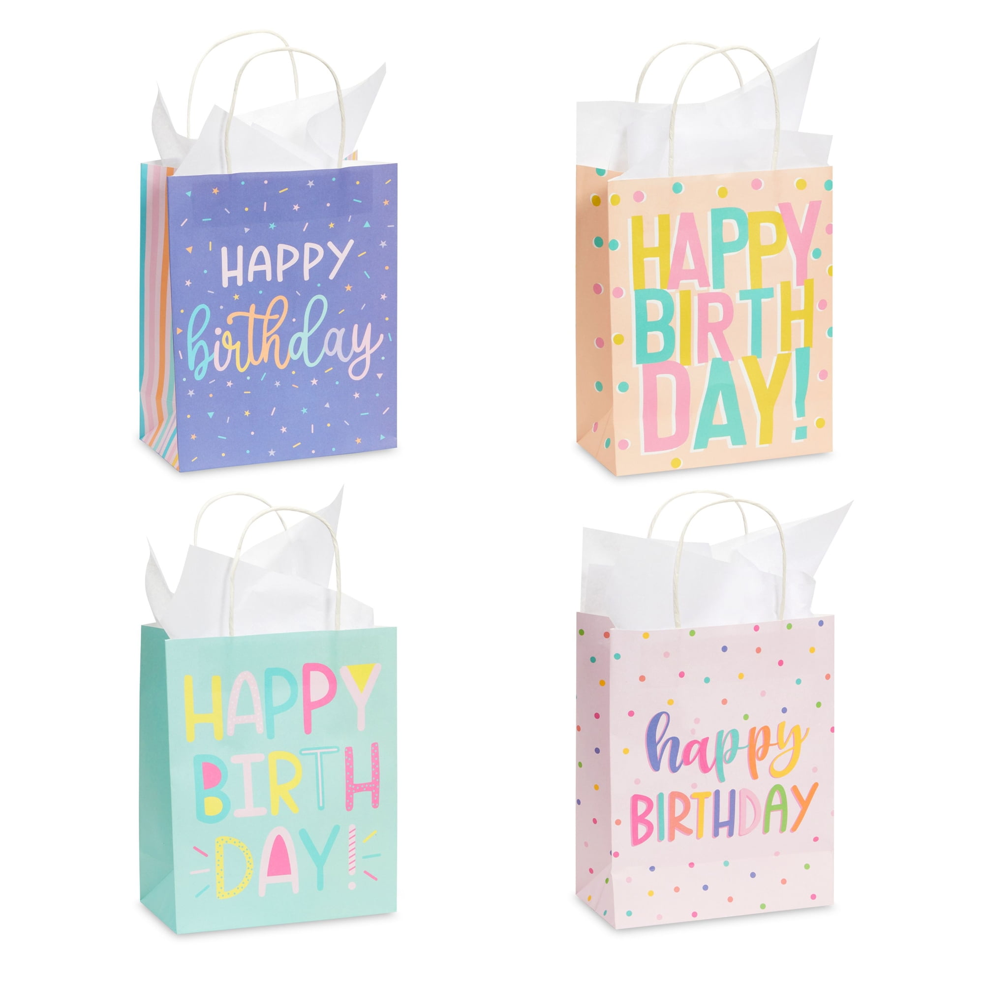72 PC 10x13 Large Happy Birthday Party Gift Bags & Tissue Paper Kit