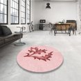 thumbnail image 4 of Ahgly Company Machine Washable Indoor Round Transitional Pink Bubble Gum Pink Area Rugs, 4' Round, 4 of 7
