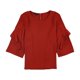 thumbnail image 2 of Alfani Blusa con volantes y cremallera trasera para mujer, rojo, extragrande Alfani con volantes, 2 of 2