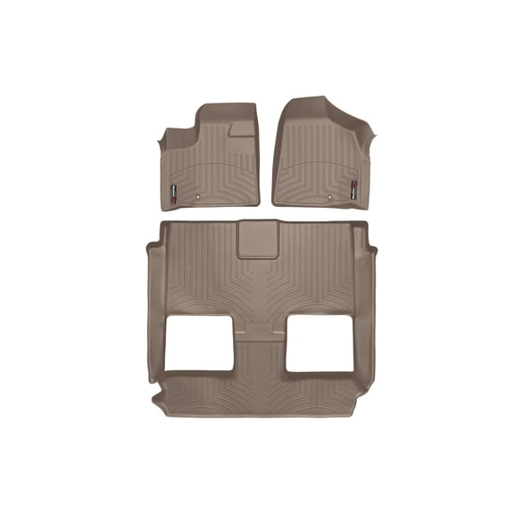 WeatherTech Custom Fit FloorLiners compatible with Grand Caravan, Town & Country Van - Complete Set (1st Row, 1-Piece 2nd/3rd Row), Tan