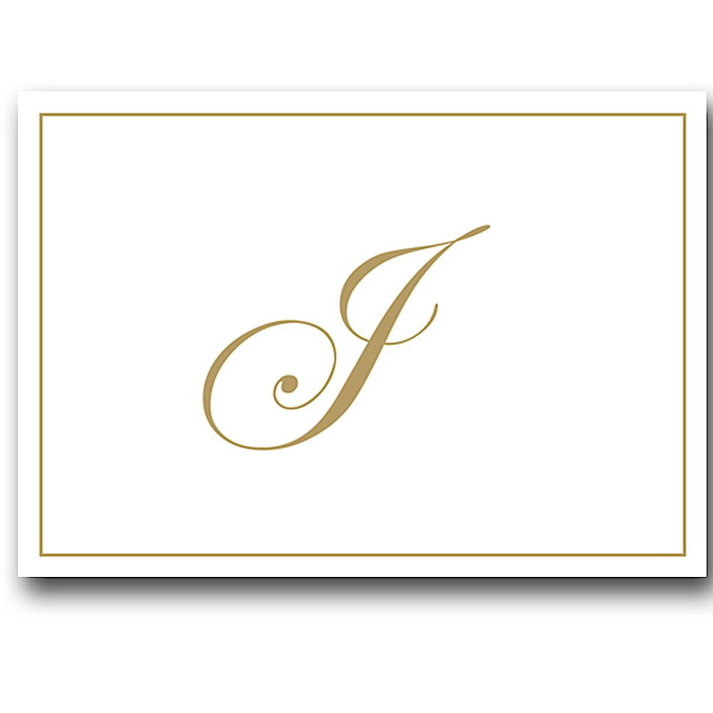 Gold Embossed Initial Note Cards Letter J Boxed Set of 8