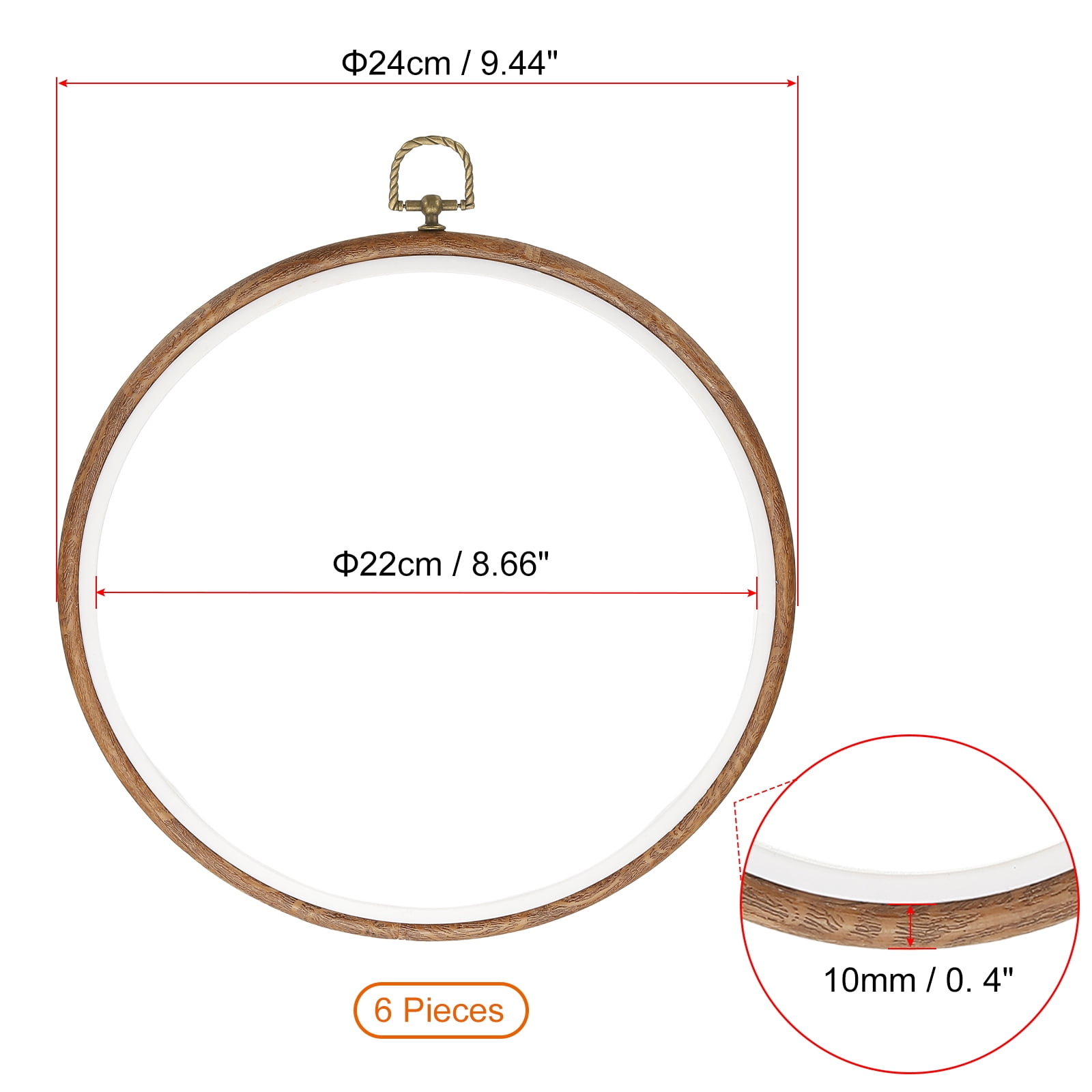 Uxcell 8.66 inch Embroidery Hoop, 6Pcs Cross Stitch Hoop Rubber Imitated Wood Circle Frame Ring for Embroidery Art Craft Sewing Ornaments Hanging Decoration
