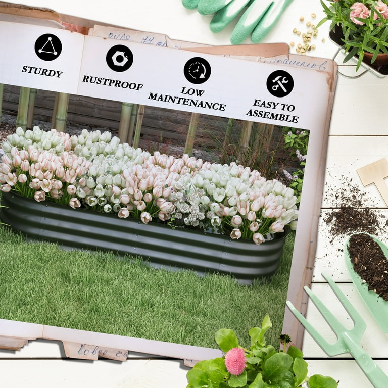 Outsunny Galvanized Raised Garden Bed Kit, Metal Planter Box Outsunny Galvanized Raised Garden Bed Kit, Metal Planter Box