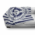 thumbnail image 3 of Starfish Soft Flannel Fleece Throw Blanket, Trip Around the World Nautical Emblem with Life Starfish Striped Design, Cozy Plush for Indoor and Outdoor Use, 60" x 80", Navy Blue White, by Ambesonne, 3 of 6