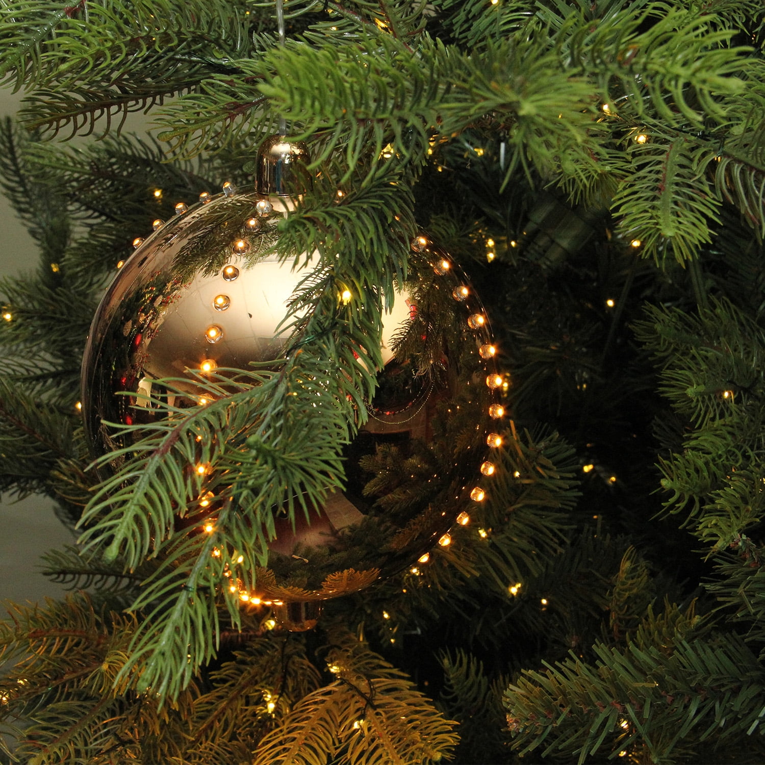 7.5" LED Lighted Cascading Copper Gold Sphere Christmas Ball Decoration