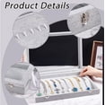 thumbnail image 3 of 20 Hooks Necklace Organizer Tray Necklace Storage Box with Clear Glass Lid Stackable Necklace Jewelry Holder Organizer Velvet Display Showcase Tray for Necklaces Chains Bracelets Grey, 3 of 6