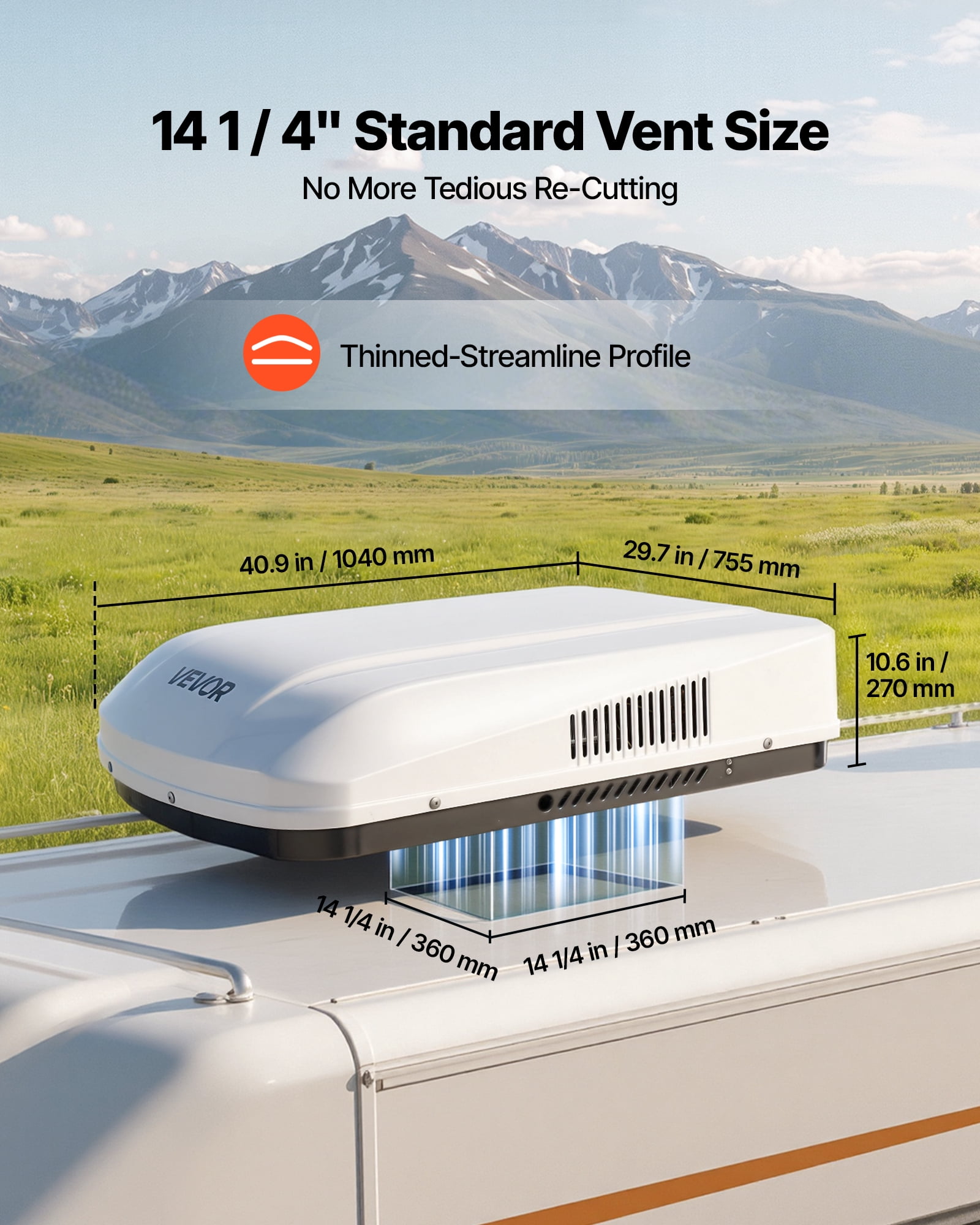 VEVOR RV Air Conditioner, 15000 BTU RV AC Unit, 120V Ducted Rooftop Air Conditioner with Heat Pump & Cooling, Variable Speed Easy Install Quiet AC Unit with ADB Button Control & Remote Control, White