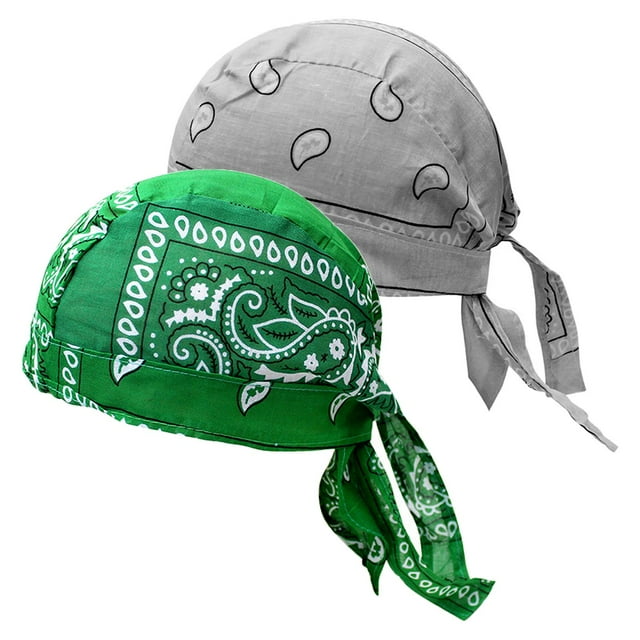 Gorro pirata para ciclismo, bandana, algodón transpirable y absorbente. Verde Gris Claro