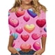 thumbnail image 2 of RKSTN Valentines 3/4 Sleeve Tops for Women Oversized Crewneck Valentine's Day Graphic Printed Short Sleeve T Shirt Womens Casual Round Neck Loose Comfy Loves Heart Print Three Quarter Sleeve Shirts, 2 of 6