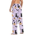thumbnail image 3 of FORMRS Mens Pajama Pants with Pockets Sleepwear Lounge Bottoms Sizes S-2XL, Light Purple Halloween Black Cat, 3 of 7