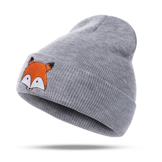 Baby Knit Hat Soft Cotton Fox Stretchy Cap Infant Warm Cap