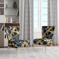 thumbnail image 2 of Designart "Vibrant Abstract Pattern with Blue & Golden Textures XI" Blue Dots Upholstered Accent Chair - Modern Arm Chair For Bedroom, 2 of 5