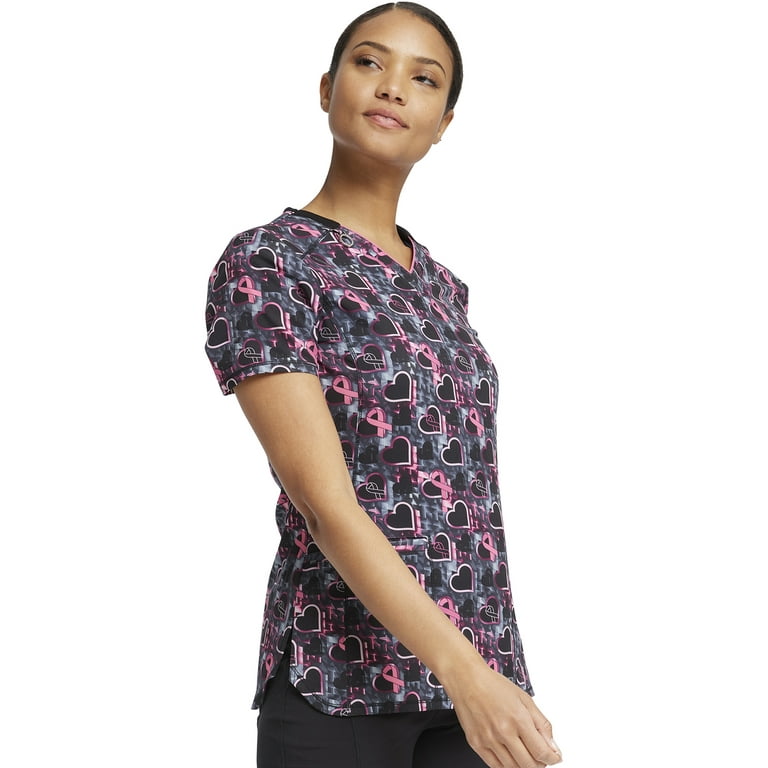 Cherokee Infinity Scrubs Top For Women V Neck Print CK634 L