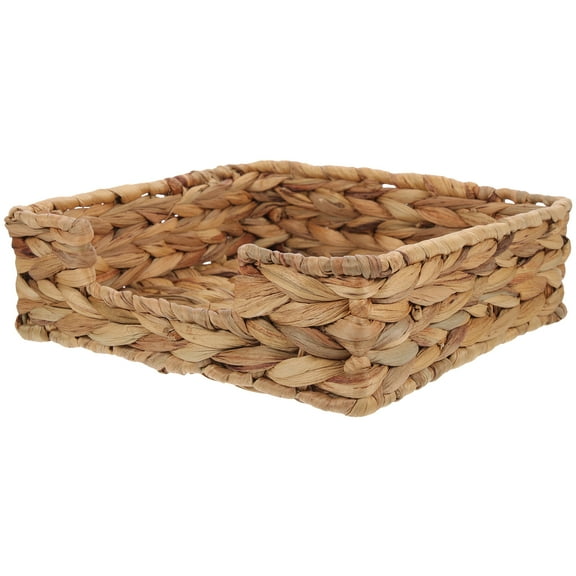HERFIER Rustic Style Woven Basket Household Square Napkin Holder Dining Table Decorative Tissue Box 8.65x8.65x2.75in