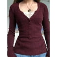 thumbnail image 4 of EMMIOL Women's Lightweight V-Neck Lace Trim Button Up Cardigan Long Sleeve Ribbed Knit Slim Fit Top, 4 of 5