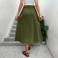 thumbnail image 6 of cocolona Womens Summer Elastic Waist Button Midi Skirts Fashion Casual Flowy Long Skirts Beach Vacation A Line Skirts for Women Army Green XL, 6 of 7