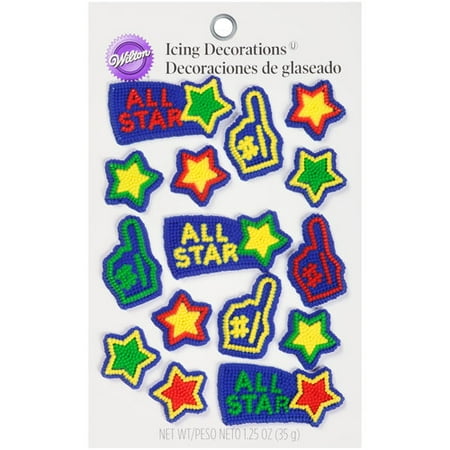 Wilton All Star Icing Decorations, 15 count, 1.25 oz 710-1080