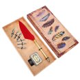 thumbnail image 1 of Vintage Simple Style Calligraphic Feather Pen Kit Student Pen Gift Box for Christmas BirthdayRed, 1 of 12