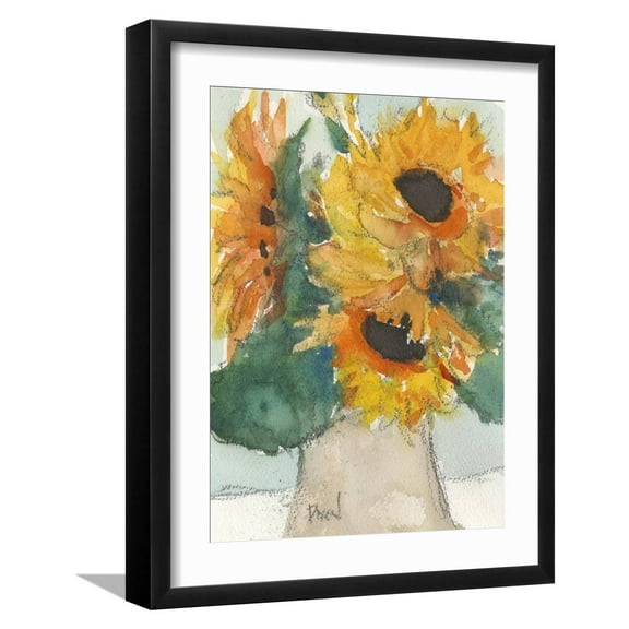 Art.com Rustic Sunflowers I Art Print by Samuel Dixon, Black Frame Wall Art, 17" x 21"