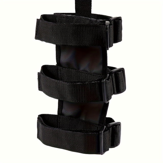 HLONK 1 Pce Sangle de Montage Réglable pour Extincteur de Voiture - Mélange de Nylon Durable avec Fermeture à Crochet et Boucle Design Anti-Rouleau pour JEEP Noir & Rouge