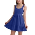 thumbnail image 2 of ATOGUTA Girl Summer Dress Blue Sleeveless Ruffle Flowy Summer Casual Beach Hawaiian Vacation Dresses 5T-15, 2 of 6