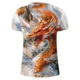 thumbnail image 4 of Dovford Mens Tshirts 2024 Summer Fashion Casual Men's Round Neck 3D Dragon Printed T-shirt Short Sleeve Regular Fit Tops, 4 of 5