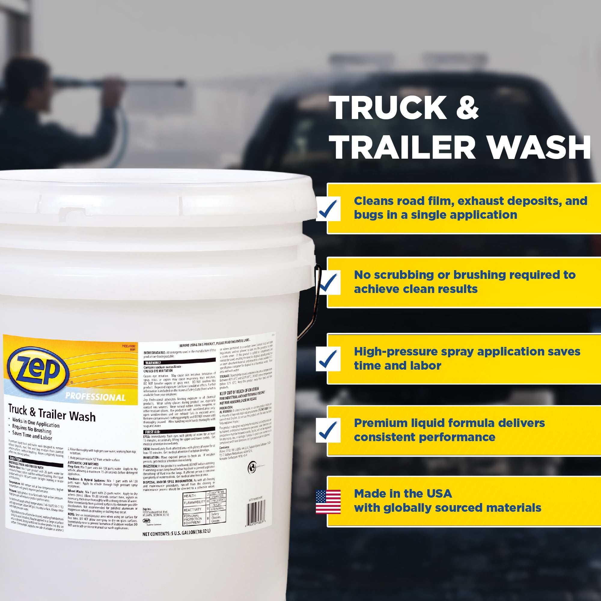 Zep Premium Professional Strength Truck & Trailer Wash - Vehicle