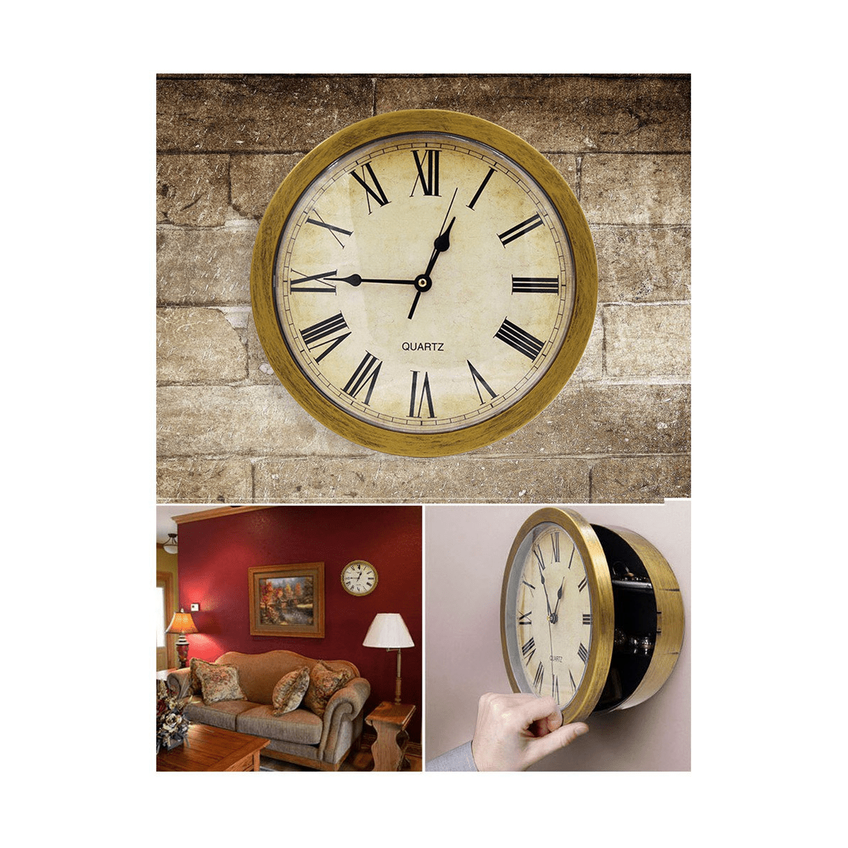 Special Hidden Secret Wall Clock Safe Box Wall-Mounted Key Cash Jewelry Money Storage Security Box Home Decoration