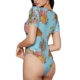 thumbnail image 4 of Uemuo Turtles And Corals Pattern Women's One Piece Short Sleeve Swimsuit Rash Guard Surfing Modest Quick-drying Swimsuit Beach Essentials-XX-Large, 4 of 9